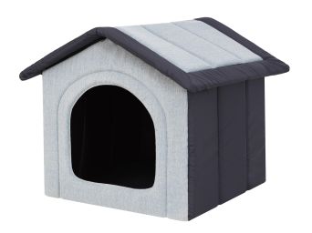 Hundehütte mit Hundebett "Inari", verschiedene Größen, Farbe taubenblau