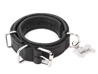 Verstellbares Hundehalsband aus Leder, Farbe schwarz