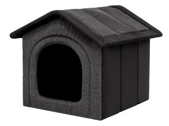 Hundehütte mit Hundebett "Inari", verschiedene Größen, Farbe graphit mit schwarz